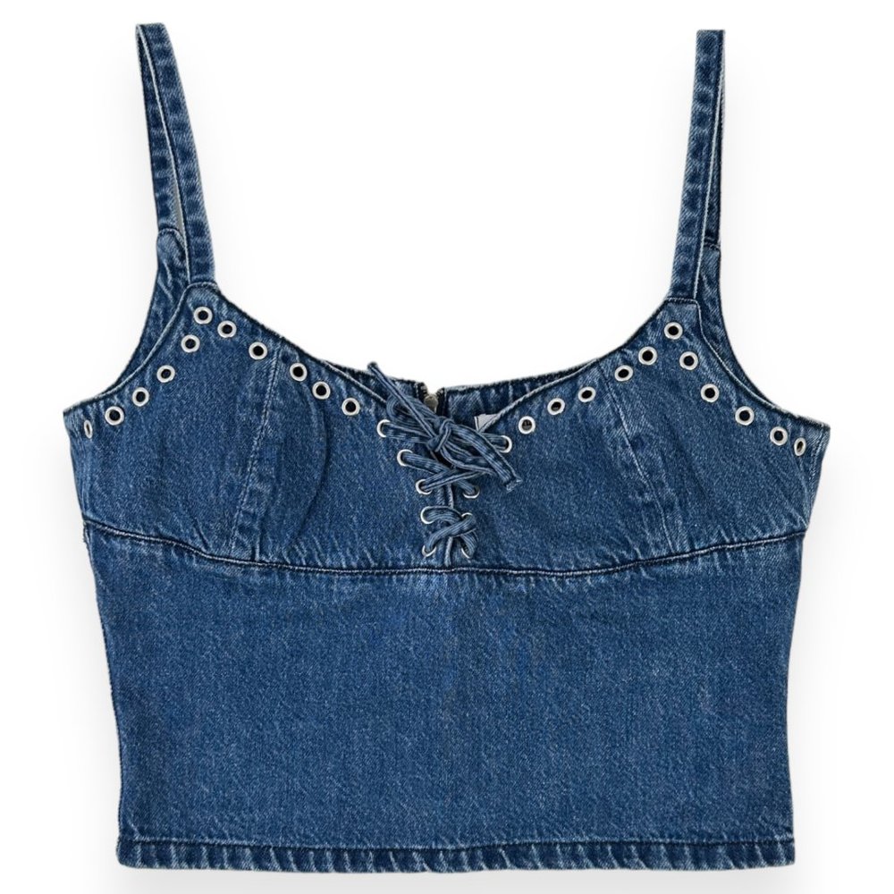Gimaguas Denim Grommet Detail Sleeveless Top